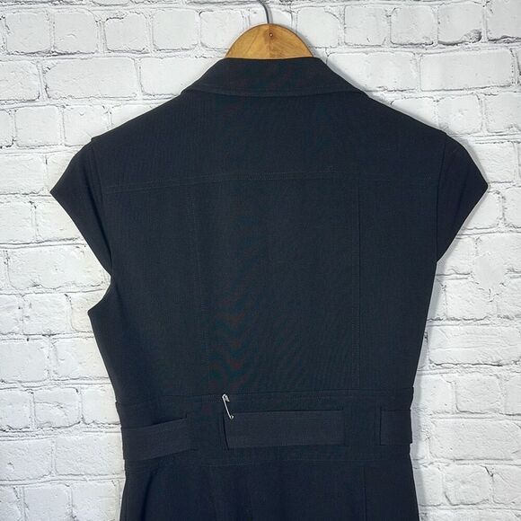 Calvin Klein Button Down Belted Black Dress Cap Sleeves size 6 - Picture 5 of 9